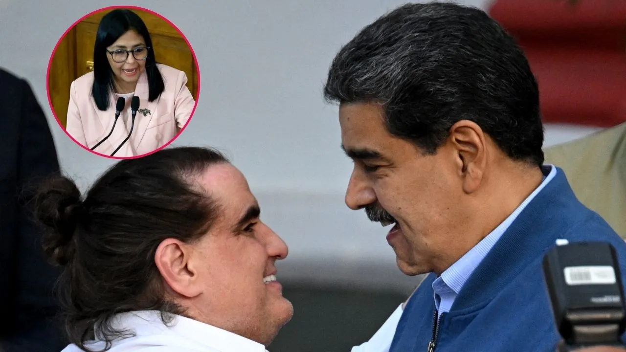 Álex Saab con Nicolás Maduro y en fotomontaje Delcy Rodríguez. El colombiano Álex Saab, acusado de ser testaferro de Maduro, ha sido destituido por Delcy Rodríguez