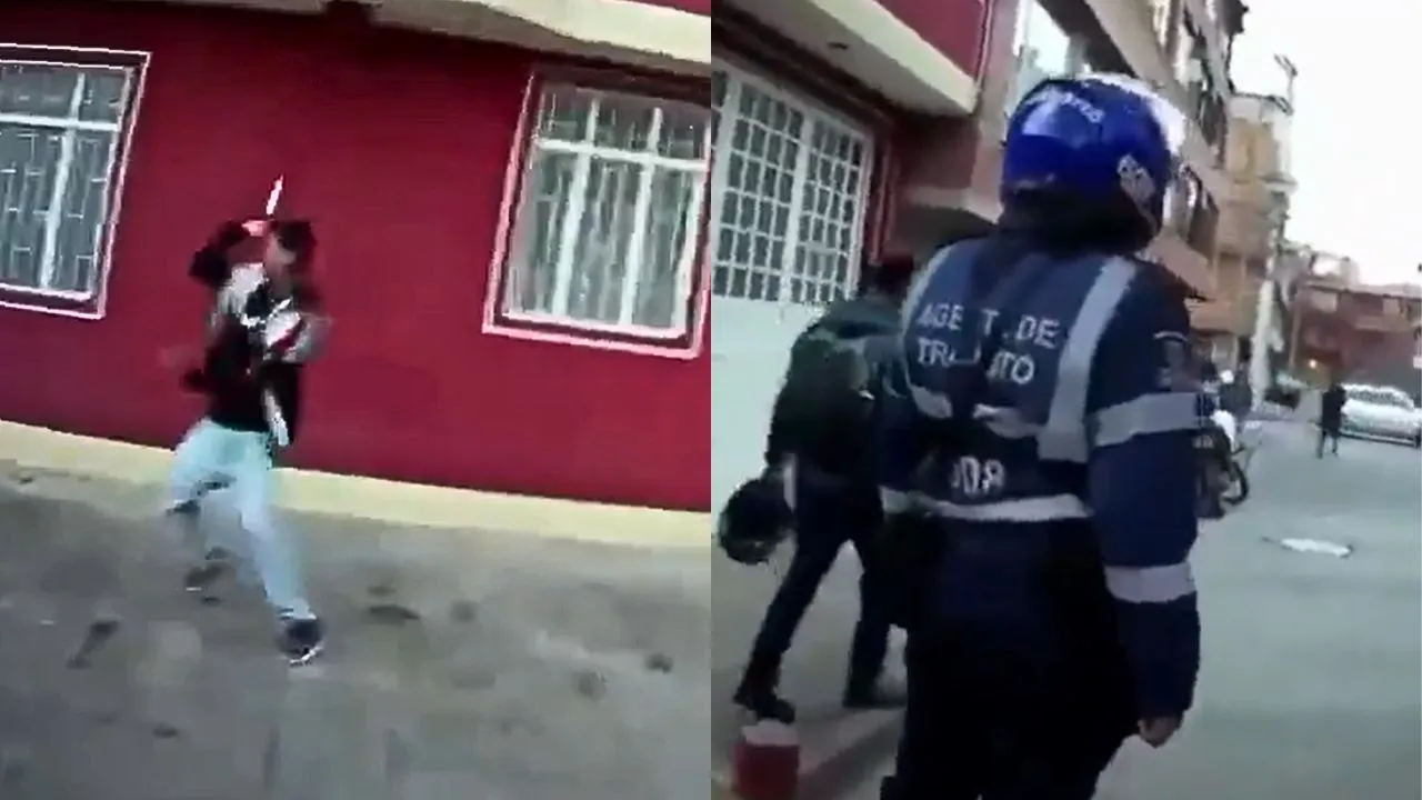 Ataque a agentes de tránsito Video | Hombres atacaron con armas blancas a agentes de tránsito en Bogotá: Distrito se pronunció