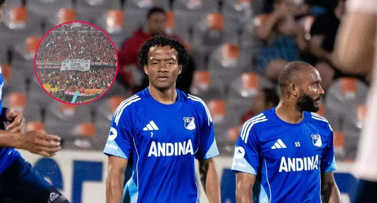 Bandera del DIM contra Cuadrado Hinchas del DIM no perdonan a Juan Guillermo Cuadrado: chiflidos y bandera en su contra