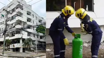 Bomberos retiran cerca de 30 cilindros de gas del edificio Archinie, en Cali. Alerta en Cali: retiran 30 pipetas de gas de un edificio con riesgo de colapso tras el terremoto