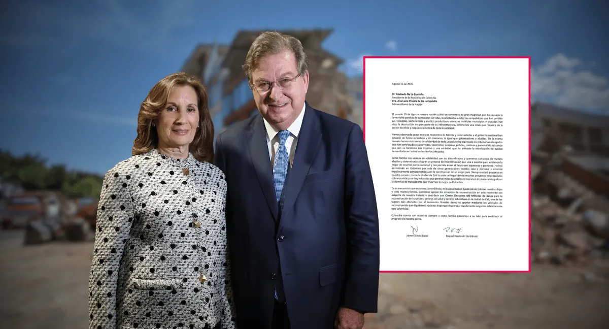 Carta de Jaime Gilinski confirma donación de $150.000 millones a Cali. Esto dice la carta de Jaime Gilinski y su esposa confirmando donación de $150.000 millones para Cali