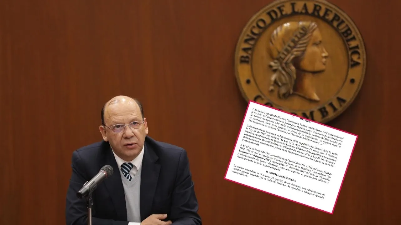 Demandan el decreto 2050 del Banco de La República Buscan que presencia del ministro no sea obligatoria en reunión de Junta del Banco de La República