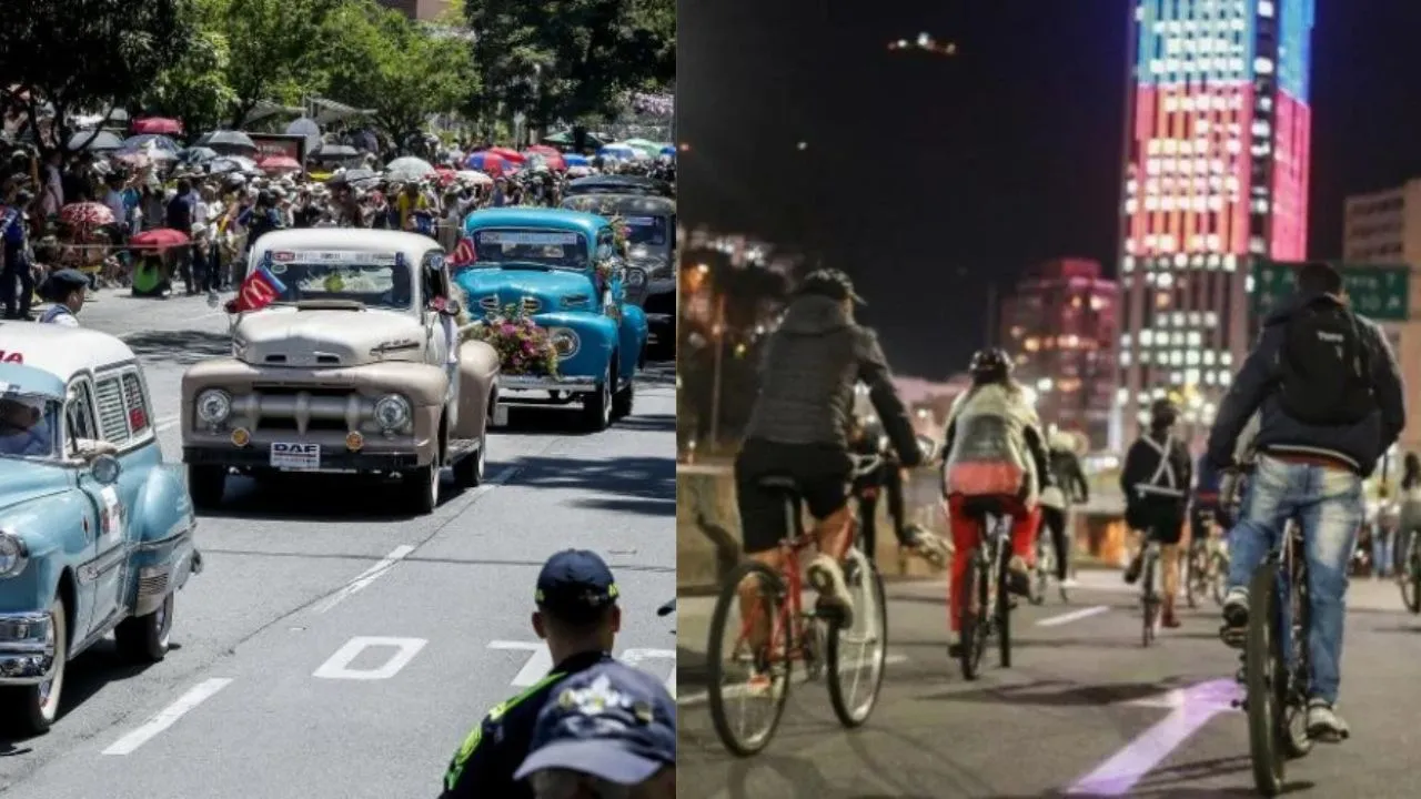 Desfile autos clásicos en Medellín Feria de las Flores 2025 Autos antiguos en Medellín vs. ciclovía histórica en Bogotá: así celebran dos ciudades el 7 de agosto