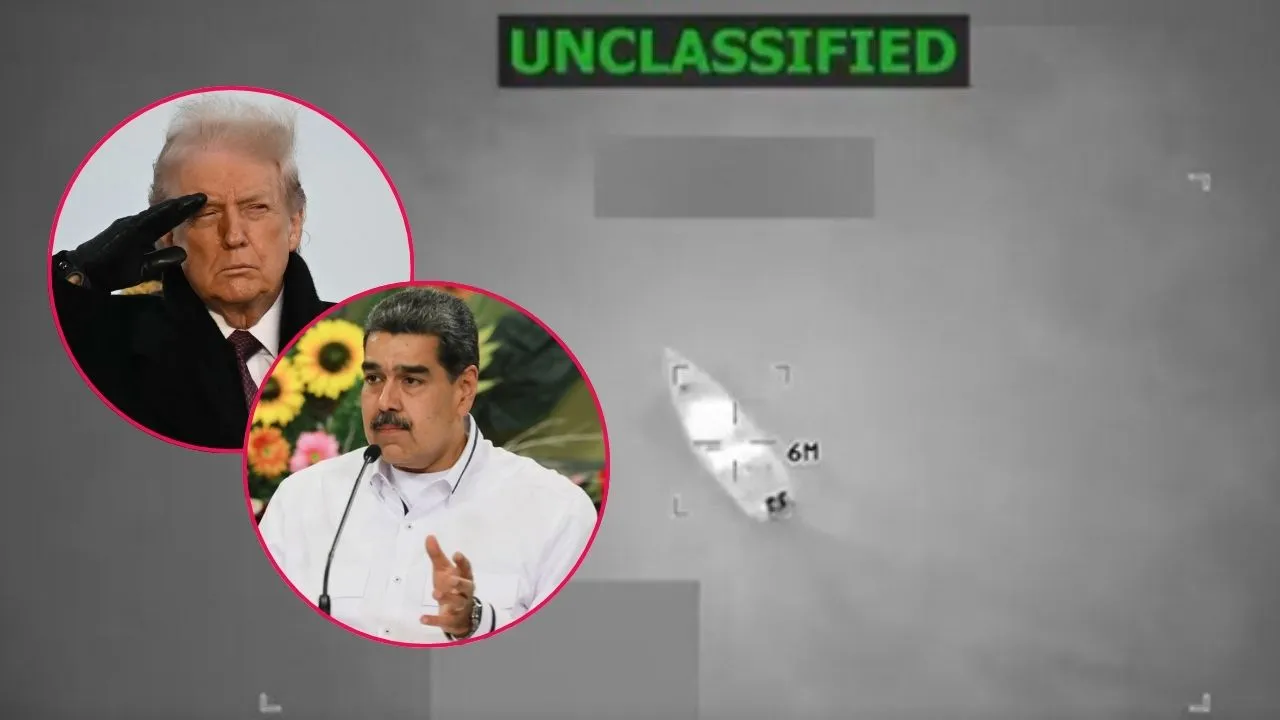 Donald Trump y Nicolás Maduro; de fondo, lancha destruida en el Caribe por EE. UU. En víspera de discurso de Donald Trump, demócratas en la Cámara intentan conjurar una guerra contra Venezuela