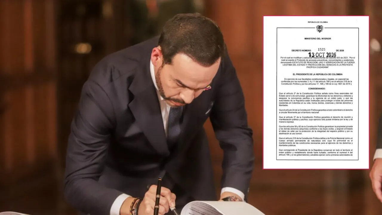 El presidente De La Espriella firmó hoy el decreto para el manejo de las protestas Firman decreto para manejo de protestas a horas de las movilizaciones del 14 de octubre