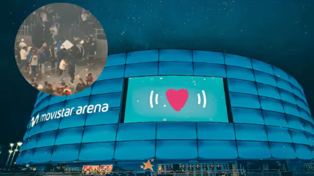 Escenario del concierto que terminó en disturbios en Bogotá Disturbios en el Movistar Arena: La Policía fue notificada solo cuando la violencia ya había estallado