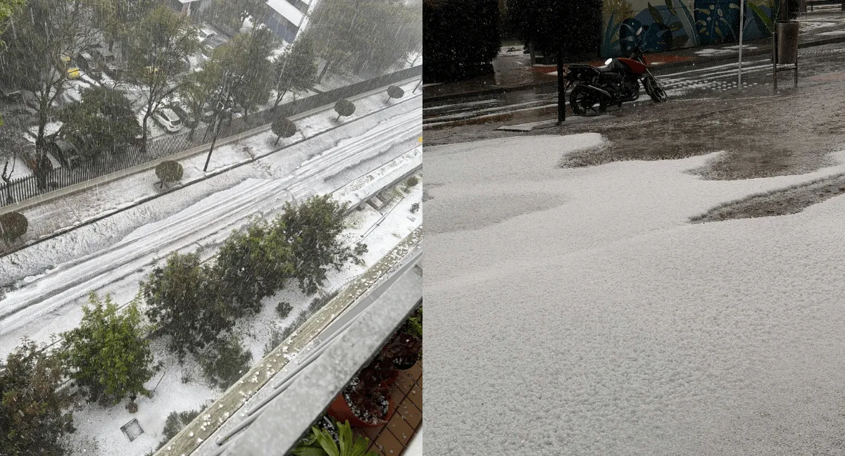 Granizada en Bogotá cubrió de blanco las calles de Modelia, en Fontibón, este lunes. Fotos de la granizada en Bogotá: techos y calles blancas en Modelia, Fontibón, Salitre y Engativá