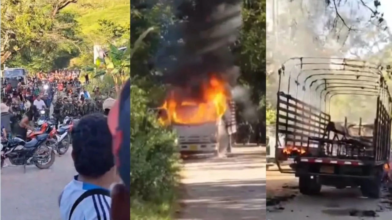 Imagen de los hechos en Ataco donde 13 militares resultaron heridos en asonada. Niños habrían sido usados como escudos humanos en ataque contra militares en Ataco, Tolima