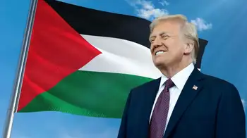 Donald Trump y bandera de Palestina Donald Trump cree que los rehenes de Gaza serán liberados el lunes