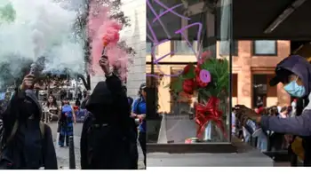 Protesta en apoyo a Palestina en Bogotá terminó en disturbios Protesta pro-Palestina en Bogotá termina en disturbios y daños a CAI en el norte