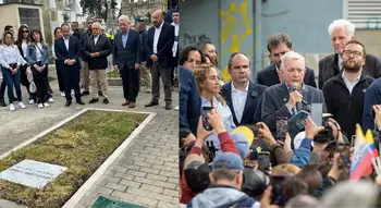 Uribe en el parque El Golfito Expresidente Uribe rindió homenaje a Miguel Uribe Turbay