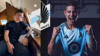James en avión y portando camiseta de su nuevo equipo el Minnesota United de la MLS. "Here we go": James Rodríguez ya está con el Minnesota United de la MLS hasta el Mundial