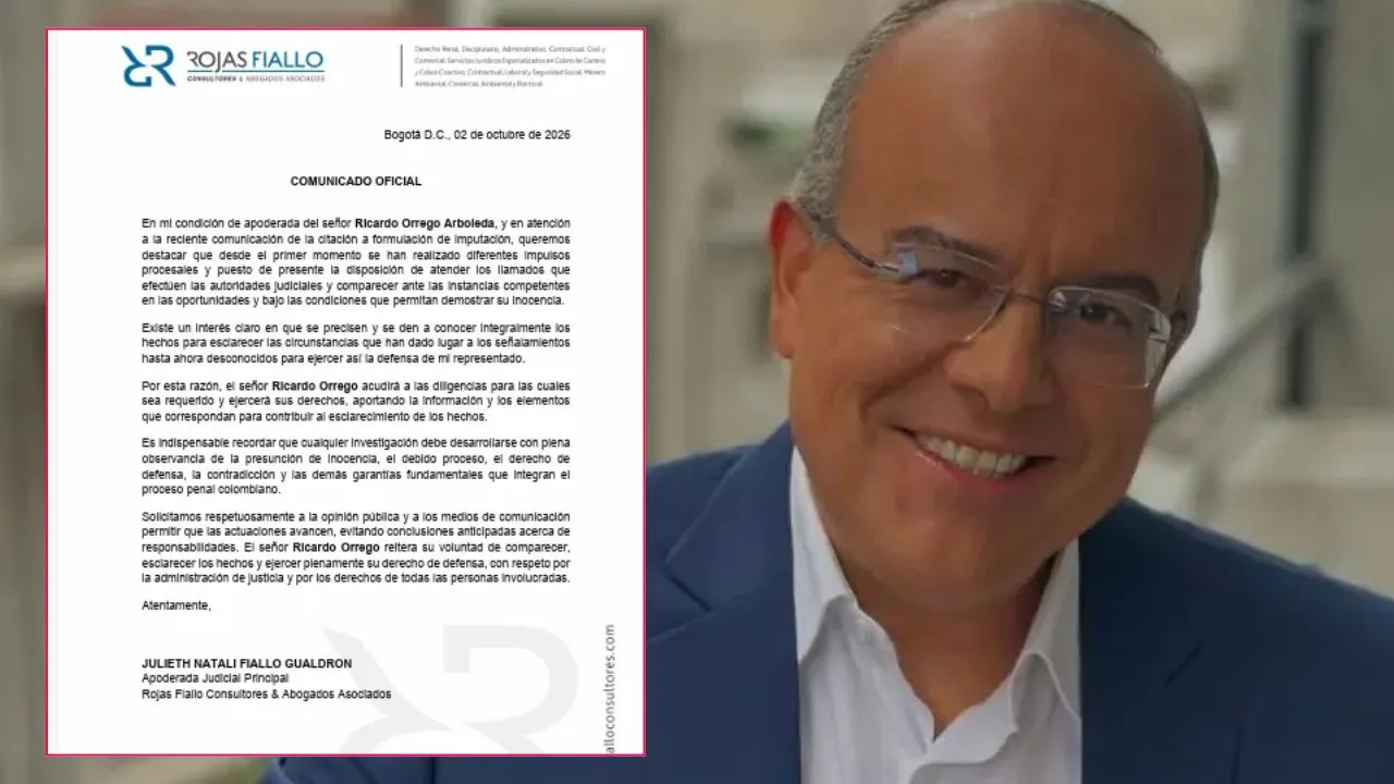 La defensa de Ricardo Orrego se pronunció sobre la imputación que anunció la Fiscalía Defensa de Ricardo Orrego insiste en su inocencia: 'Eviten conclusiones anticipadas'