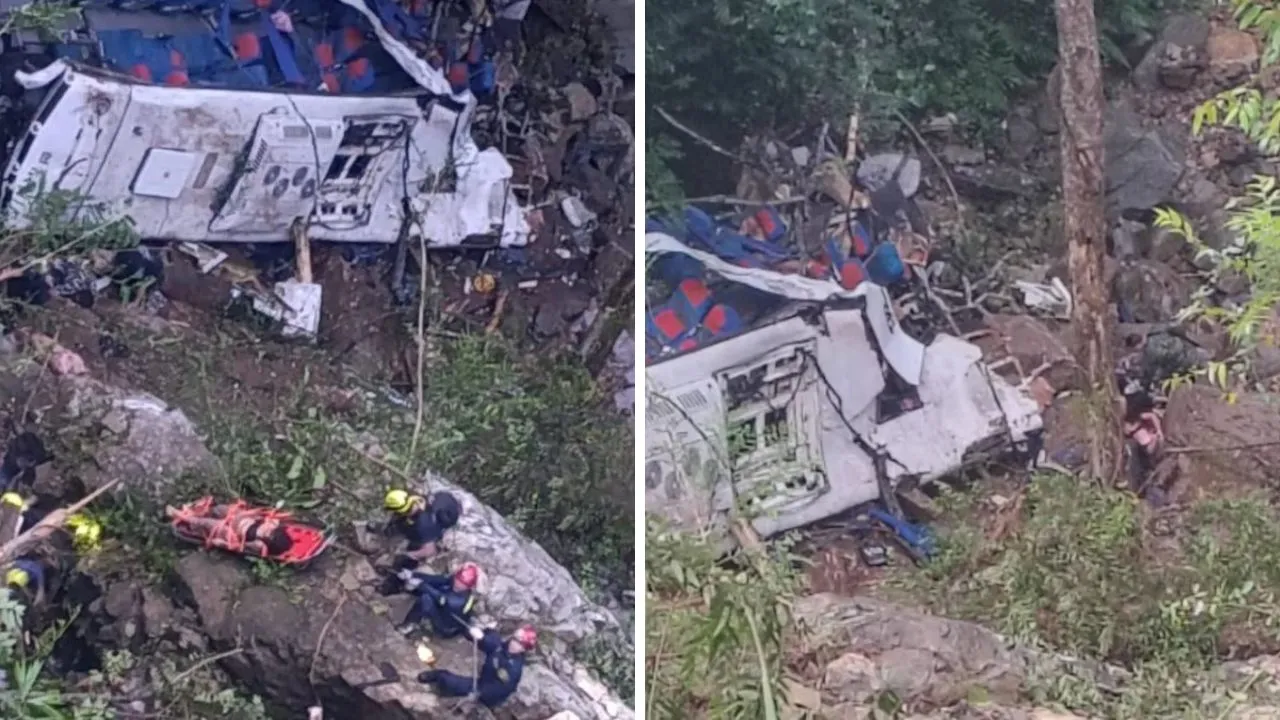 Labores de rescate continúan tras el accidente de bus en Antioquia. Tragedia en Antioquia: al menos 16 muertos y 20 heridos en accidente de bus escolar
