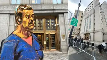 Maduro en sketch durante audiencia en Nueva York y la fachada de la Corte Federal Así fue la primera comparecencia judicial de Nicolás Maduro en Estados Unidos