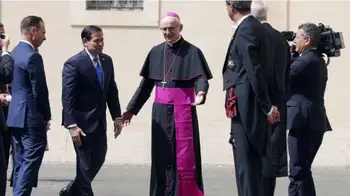 Marco Rubio llega para su reunión en el Vaticano. El Vaticano recibe a Marco Rubio en medio de tensiones entre el papa León XIV y Donald Trump