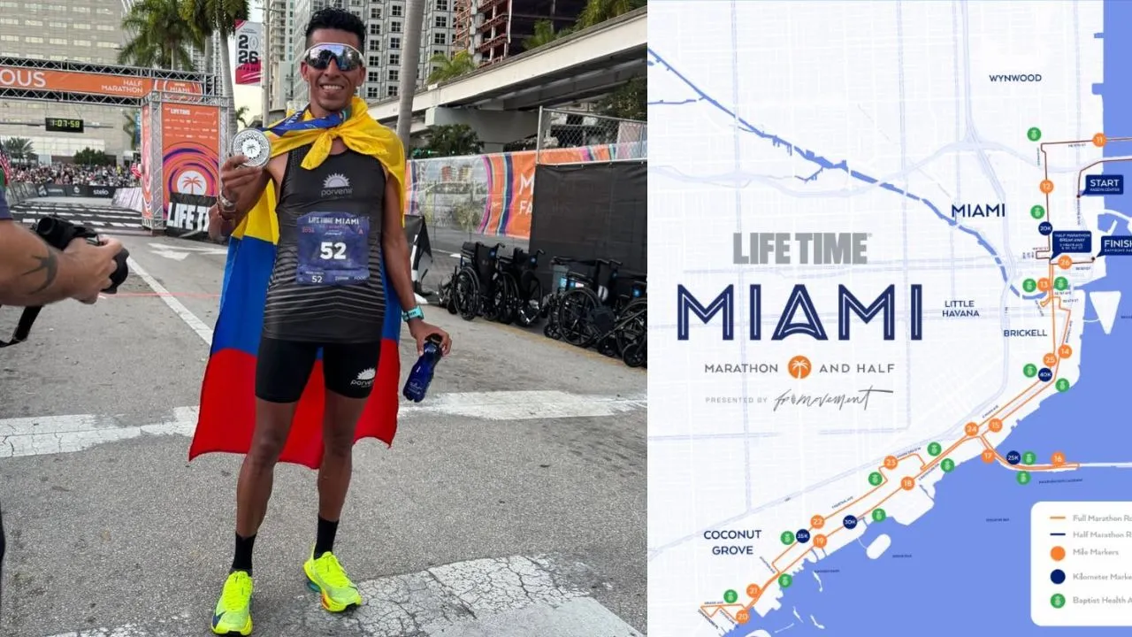 Mauricio González, campeón de la Media Maratón de Miami. ¿Quién es Mauricio González, el colombiano que corrió por primera vez la Media Maratón de Miami y la ganó?