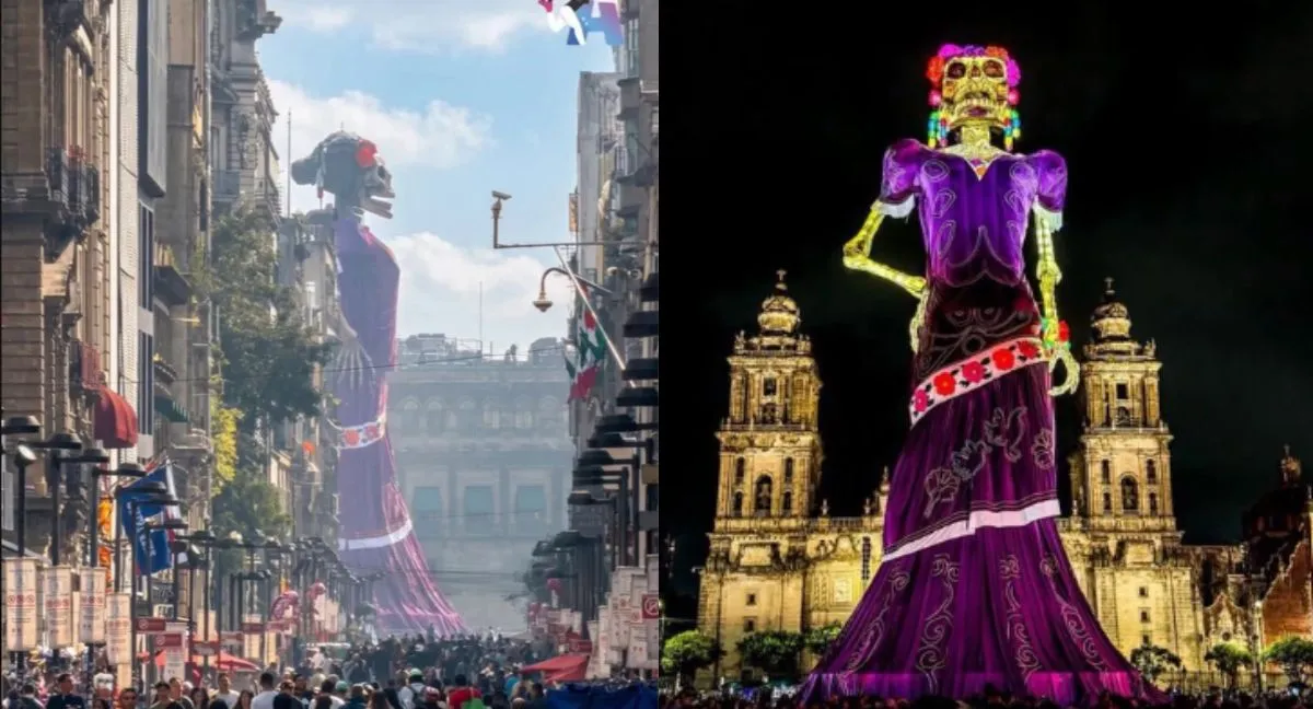 México celebra el Día de Muertos con una gigantesca catrina de 11 pisos de altura. Catrina gigante de 11 pisos sorprende en México en medio de la celebración del Día de Muertos