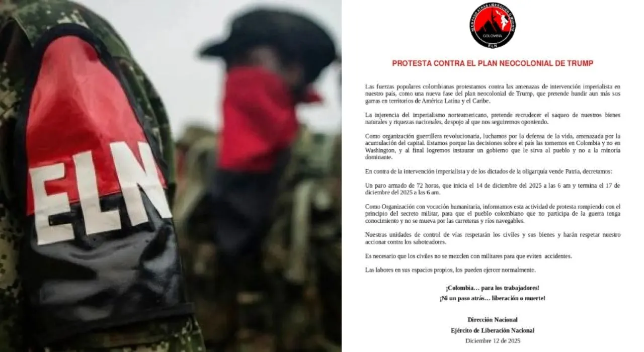 Paro armado del ELN: advertencias, impacto y el trasfondo con EE. UU. ELN anuncia paro armado en toda Colombia: “Protesta contra el plan neocolonial de Trump”