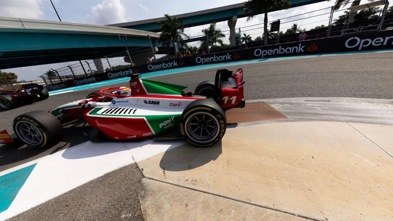 Sebastián Montoya Sebastián Montoya remontó, sufrió y sumó puntos en el GP de Miami de la F2