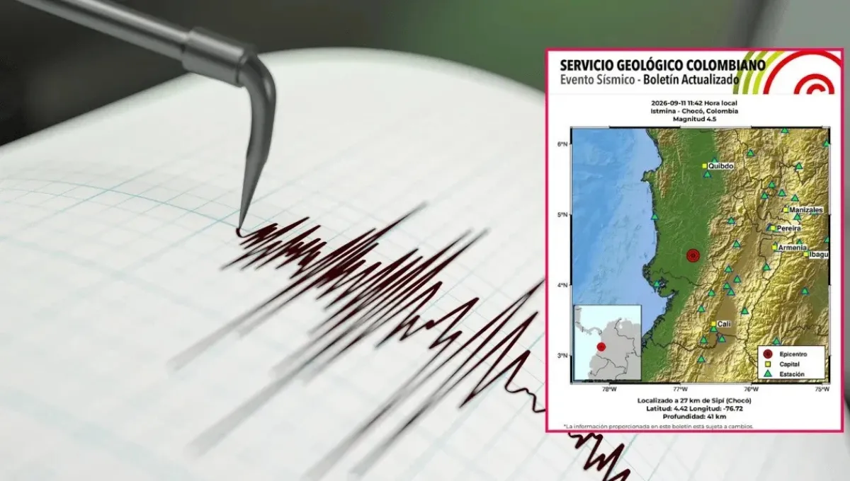 Sismo fue registrado este 13 de septiembre en Istmina, Chocó. Temblor hoy en Colombia | Reportan sismo en Chocó este 13 de septiembre: epicentro y profundidad