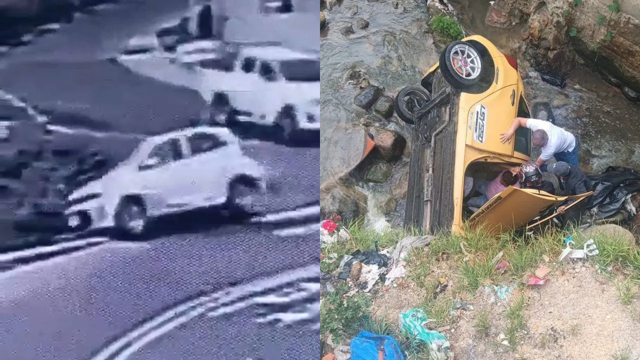 Taxista accidentado Usme Video | Taxista se fue por un caño con todo y vehículo en el sur de Bogotá: esto le pasó