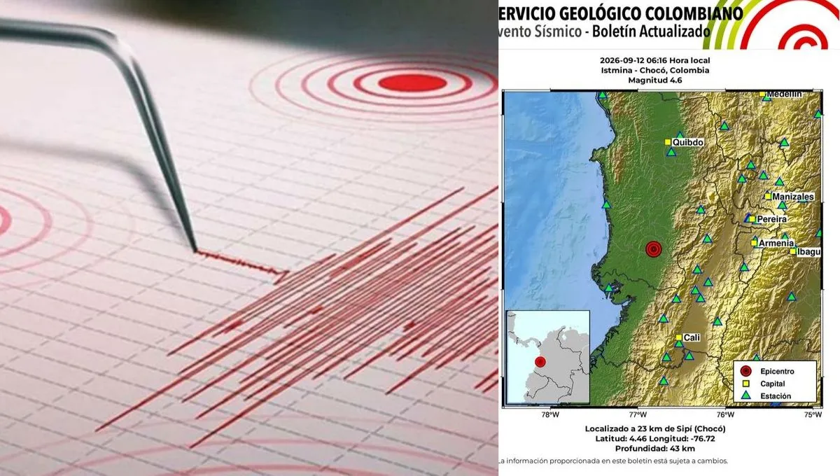 Temblor de magnitud 4,6 se registró este sábado en Chocó. Nuevo temblor en Colombia: sismo de 4,6 se sintió en Chocó y otras regiones del país, ¿lo sintió?