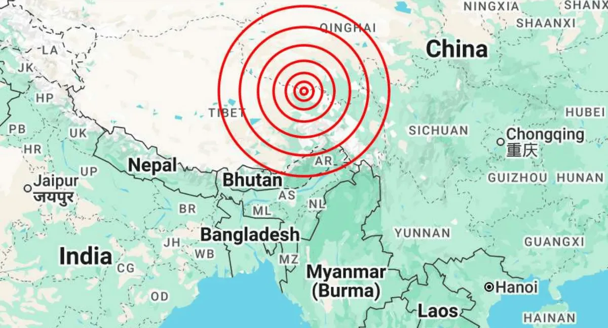Terremoto de magnitud 7,0 sacudió el Tíbet, en el suroeste de China. Terremoto de magnitud 7,0 en el Tíbet: Estados Unidos activó alerta naranja por su posible impacto