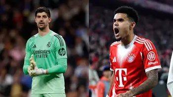 Thibaut Courtois no estará en los juegos contra Bayern Múnich por Champions. Se cancela el duelo entre Courtois y 'Lucho' Díaz en los cuartos de final de la Champions