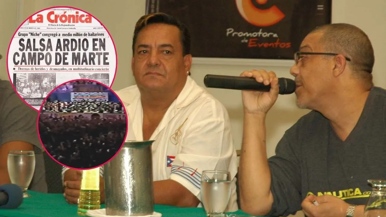 Tito Gómez (izq.) en compañía de Jairo Varela, ambos artistas ya murieron. Un 19 de marzo el Grupo Niche llegó al olimpo: dicen que juntaron casi un millón de personas en Lima