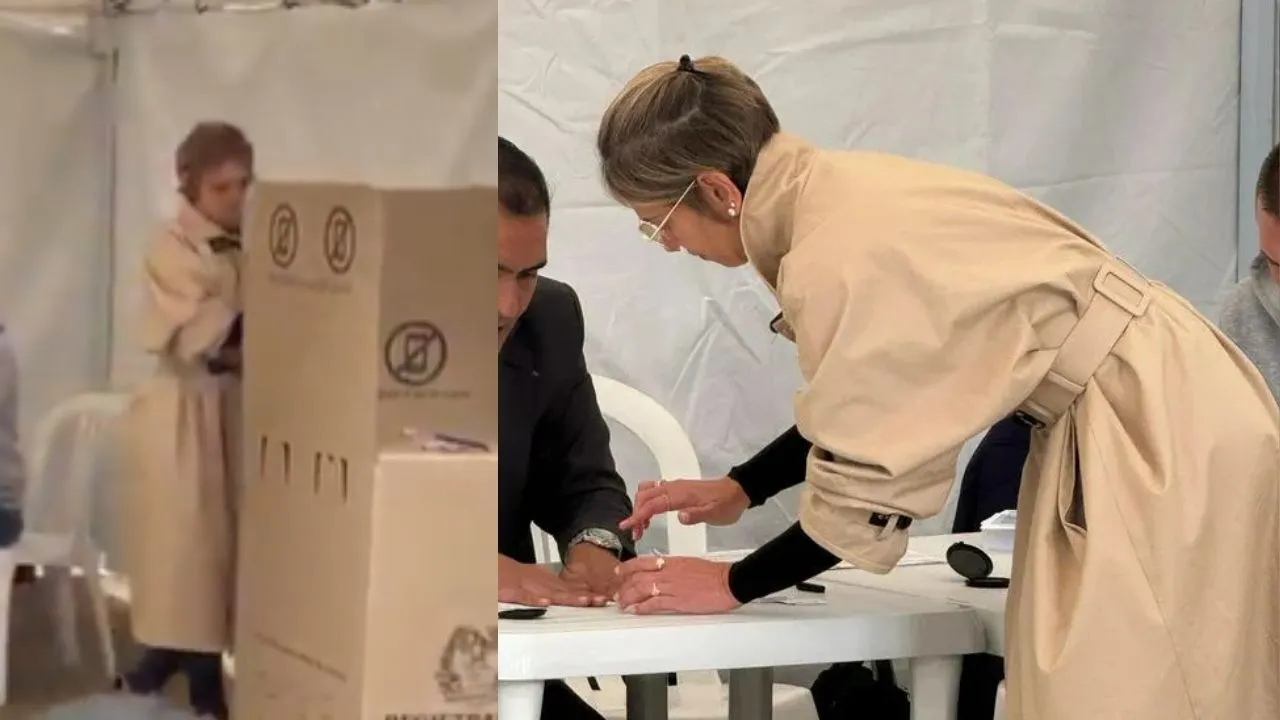 Verónica Alcocer votó en el Congreso sin Gustavo Petro durante la jornada electoral. Verónica Alcocer votó sin Gustavo Petro: ¿Con quién llegó al puesto de votación?
