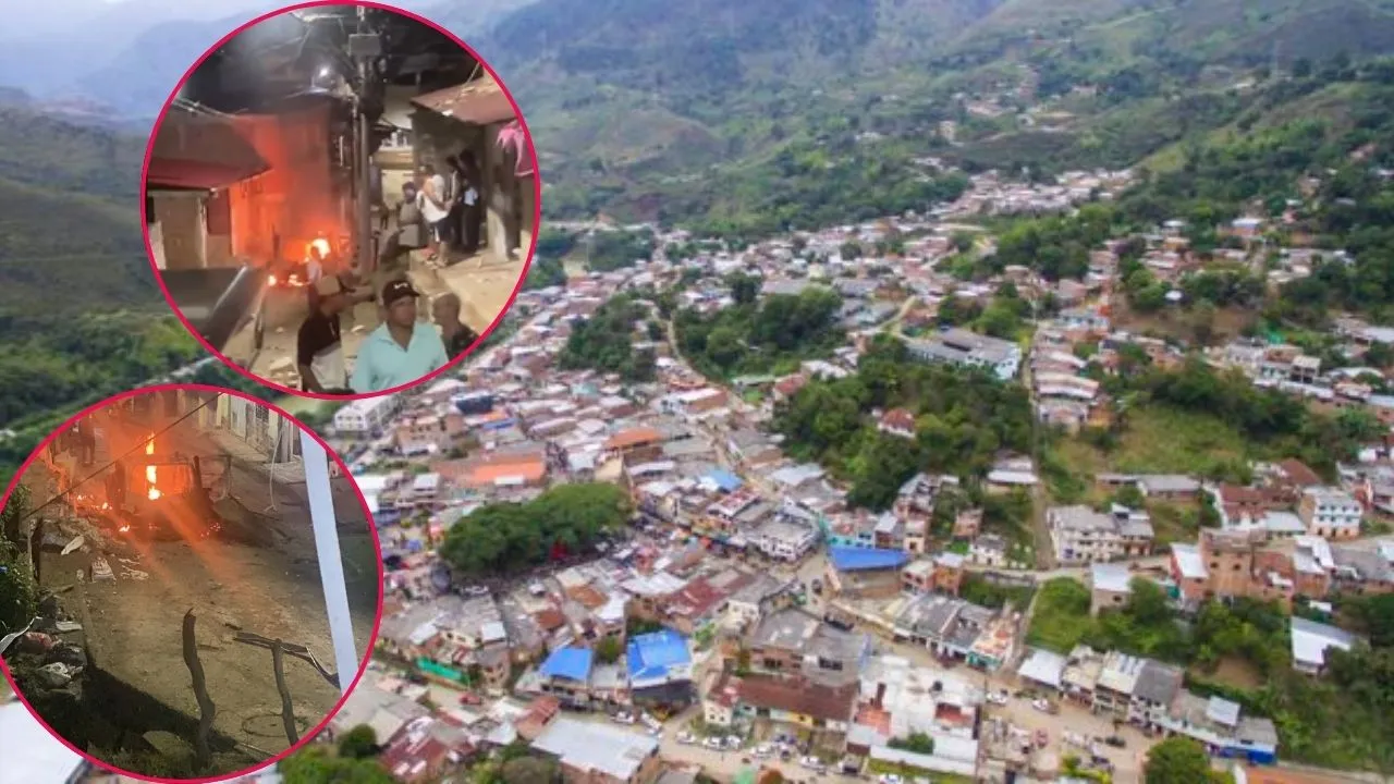 Vista aérea de Suárez, Cauca, tras la explosión de un carro bomba en el barrio Villa Flor. Explosión de carro bomba en Suárez, Cauca, cerca de la estación de Policía: lo que se conoce hasta ahora