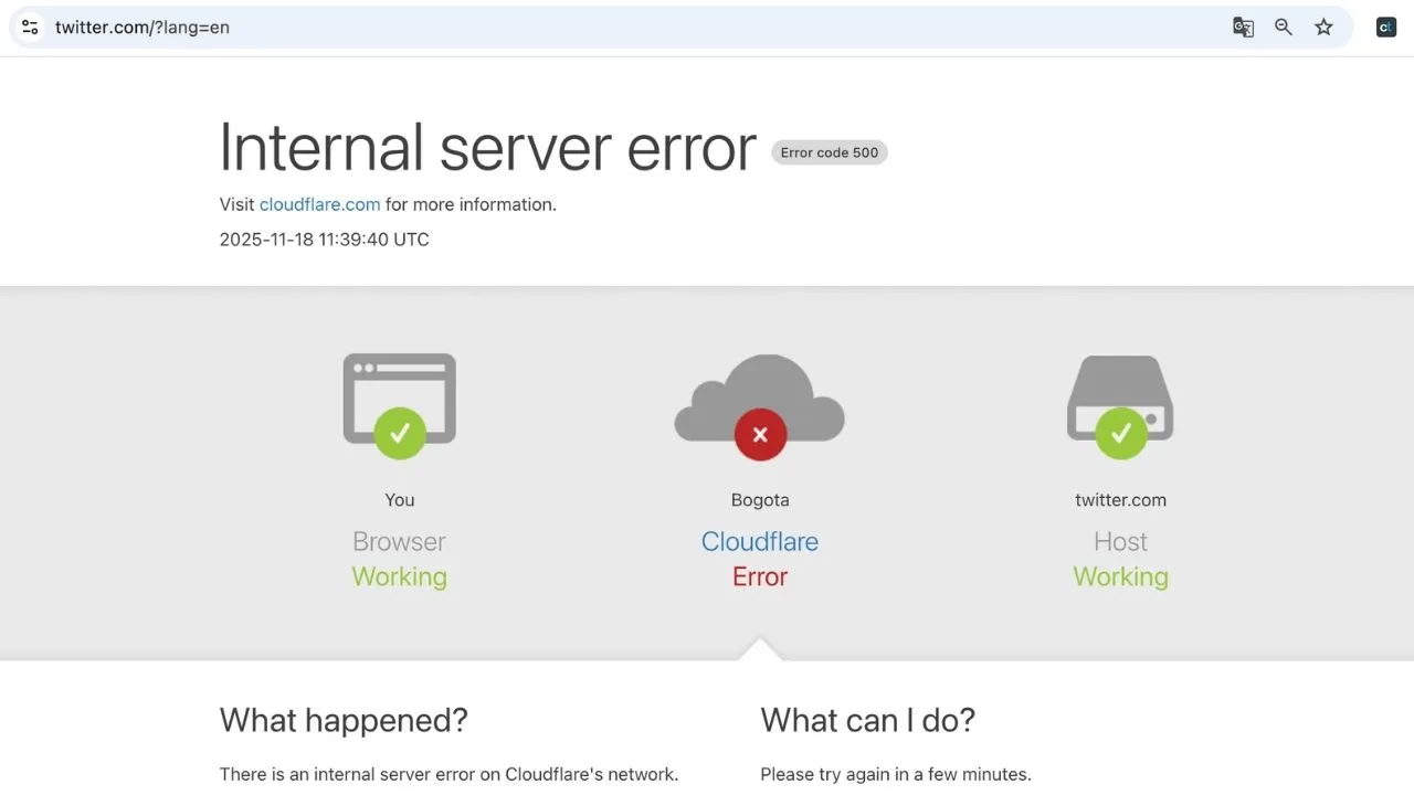 X caída La red social X presenta fallas mundiales por errores de Cloudflare